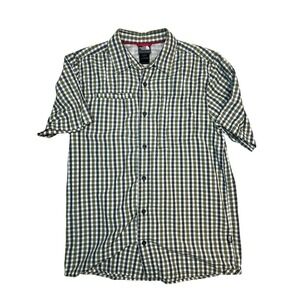 The North Face Mens Small Black Yellow Plaid Short Sleeve Button Up Shirt‎
